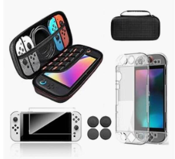 Switch 2 ケース (収納ケース*1+分体式PCカバー*1+ガラス保護フィルム*1+スティックカバー*4) ソフト収納 EVA素材 防水防塵 耐衝撃
