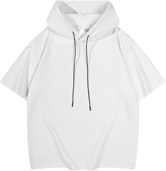 tシャツ メンズ 夏服 パーカー 半袖 ゆったり 無地 快適な軽い スウェット フード付き 通気性 速乾 ドライ ストレッチ 大きいサイズ