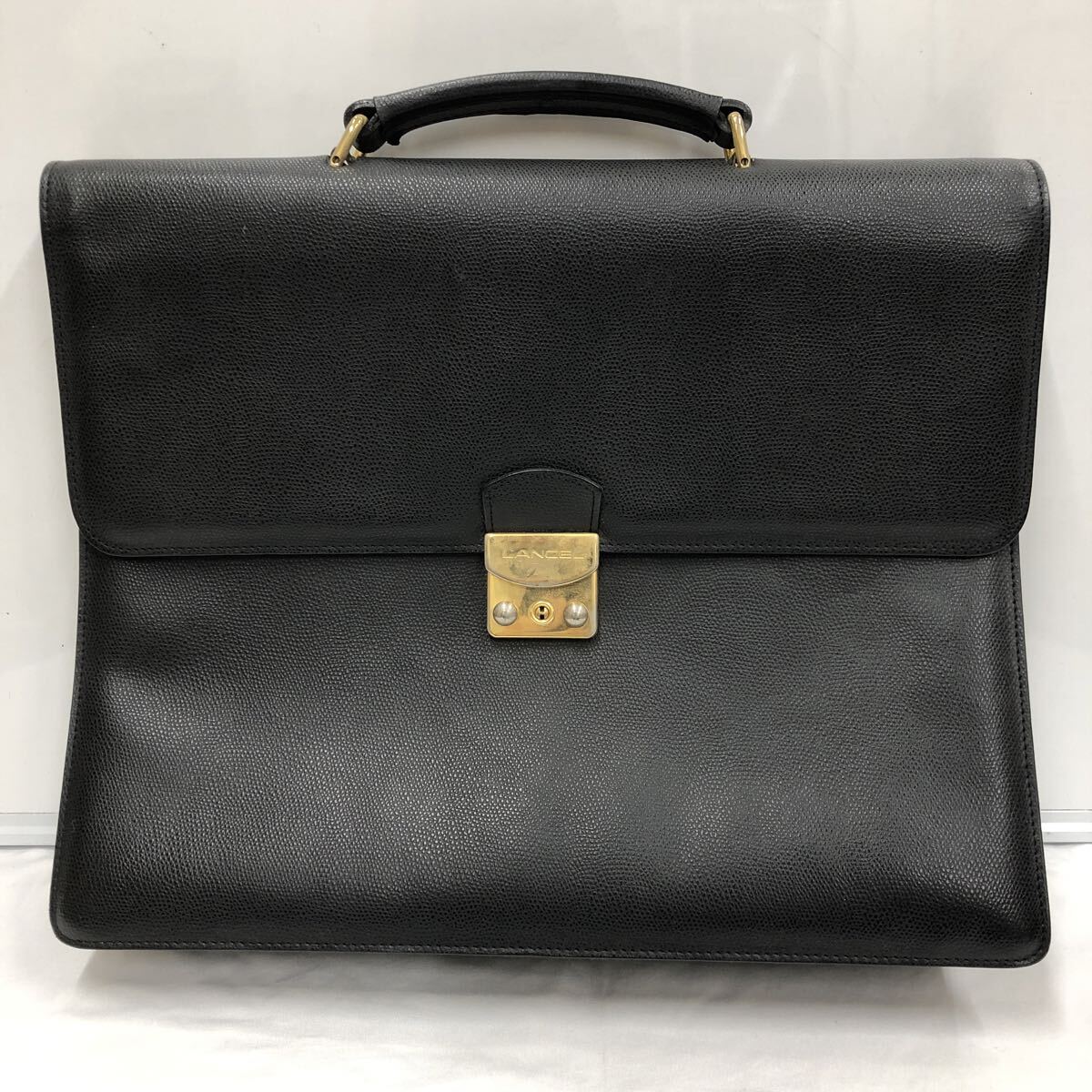 ★LANCEL★ビジネスバッグ ランセル グレー ブリーフケース レザー フランス製 LANCEL PARIS / ランセル レザービジネスバッグ