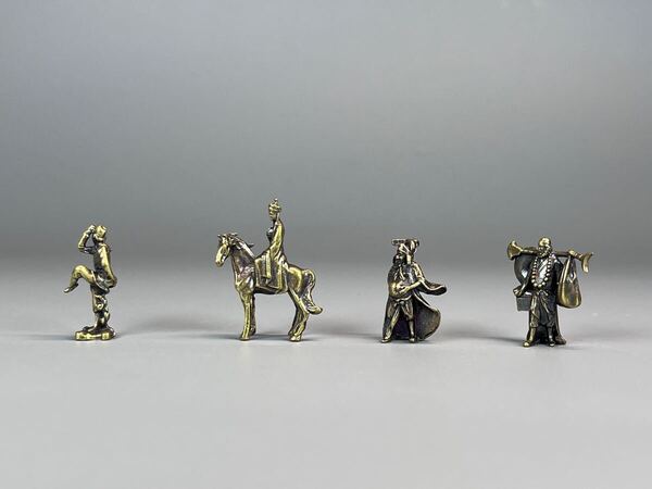 ミニチュア 銅製 西遊記 4点セット 造景 微景 ヴィンテージ 置物 盆景添配