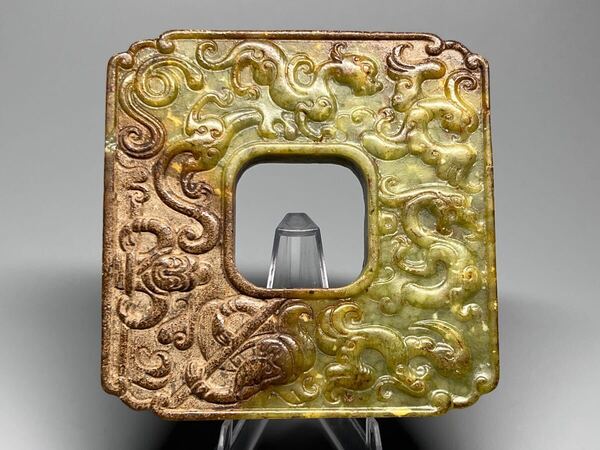 古美術 中国古玉 手彫り 龍紋 河磨玉 風水 お守り 置物 開運 コレクション