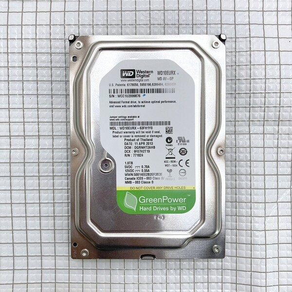 WD 3.5インチHDD 1TB WD10EURX AVコマンド対応/使用時間7503H