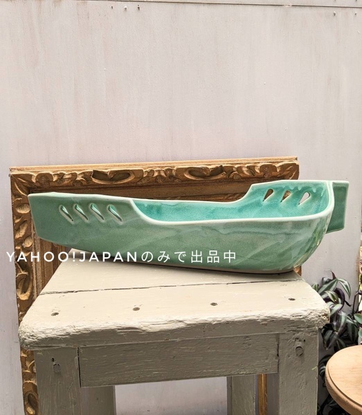 昭和レトロ フラワーベース 花瓶 水盤 和モダン ミッドセンチュリー ヴィンテージ レトロモダン レトロ ミントグリーン