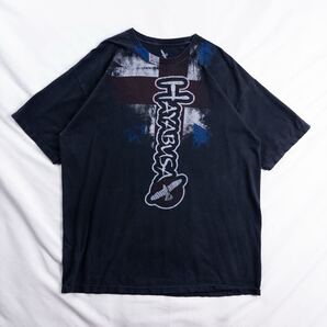 US Vintage カナダ製 HAYABUSA FIGHTWEAR コットン100% プリント ハヤブサ UK イギリス 格闘技 スポーツ フェード 墨黒 ブラック Tシャツ