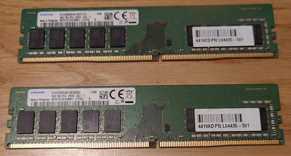 Samsung DDR4 PC4-21300 (2666V) 8GB x2 (計16GB) ECC Unbuffered DIMM M391A1K43BB2-CTDQ ワークステーション用 memtest86チェック済