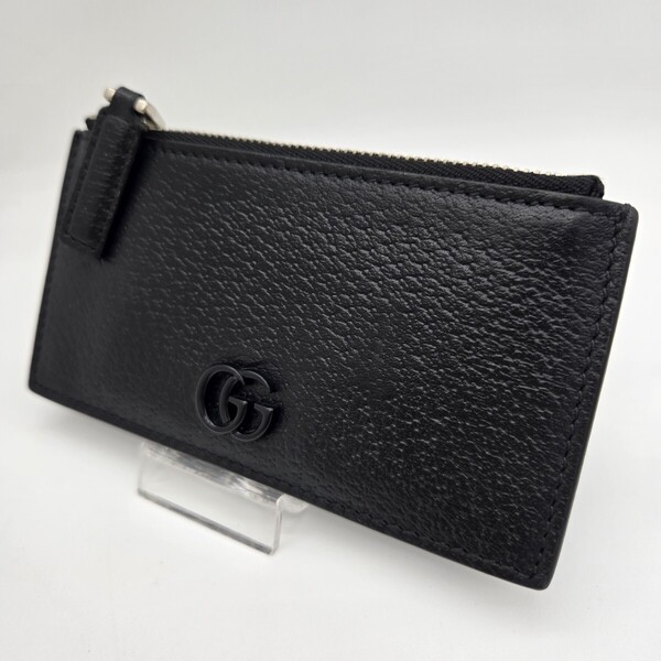 未使用に近い GUCCI グッチ コインケース 小銭入れ フラグメントケース カードケース 財布 GGマーモント ブラック 黒
