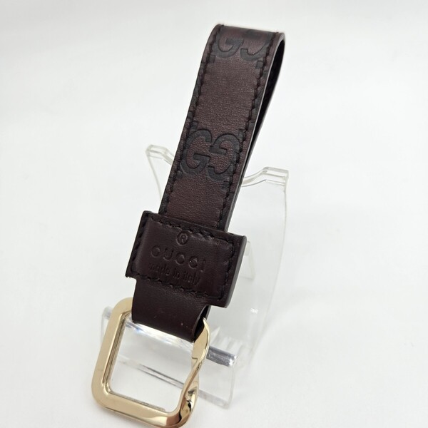 GUCCI グッチシマ キーリング キーホルダー ロゴ レザー GG柄 ブラウン