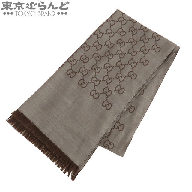 GUCCI⭐︎未使用⭐︎GGジャカード ウールシルク スカーフ GGジャカード ウールシルク スカーフ ・ブラウン/ベージュ