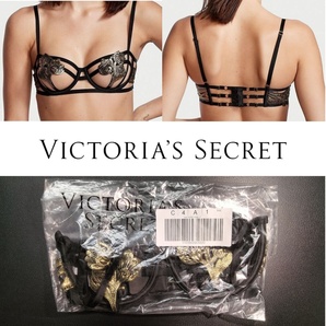 VICTORIA'S SECRET ヴィクトリアシークレット ストラッピーエンブロイダードバルコネットブラ ブラジャー 32D(D70相当、姉妹サイズC75,E65)