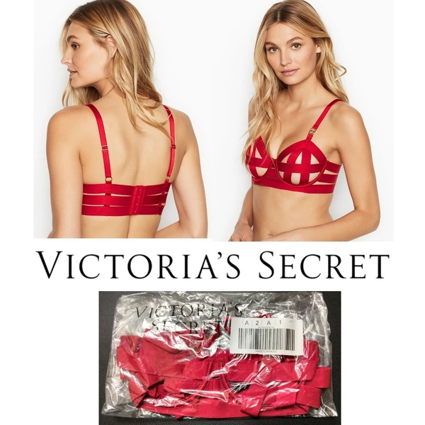 VICTORIA'S SECRET ヴィクトリアシークレット ストラッピー オープンカップ デミ ブラ ブラジャー 32C(C70相当、姉妹サイズB75, D65)