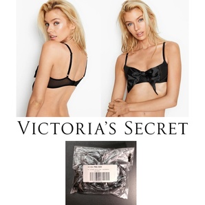 VICTORIA'S SECRET ヴィクトリアシークレット シアー メッシュ&ボウ バルコネット ブラ ブラジャー 32D(D70相当、姉妹サイズC75,E65)