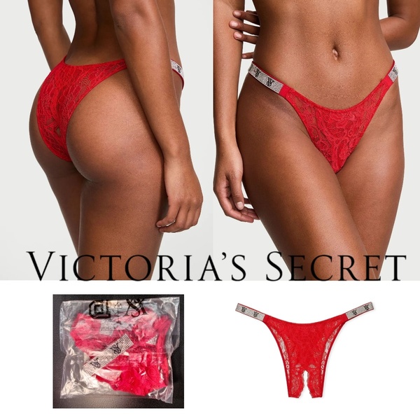 Victoria's Secret ヴィクトリア シークレット シャイン ストラップ レース ブラジリアン パンティー ショーツ Lipstick 未開封品 送料無料
