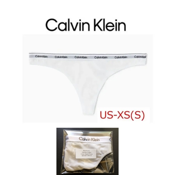 CALVIN KLEIN カルバンクライン コットン ロゴ ソング Tバック ショーツ ホワイト US-XS(日本サイズS) レディース下着 新品 送料無料