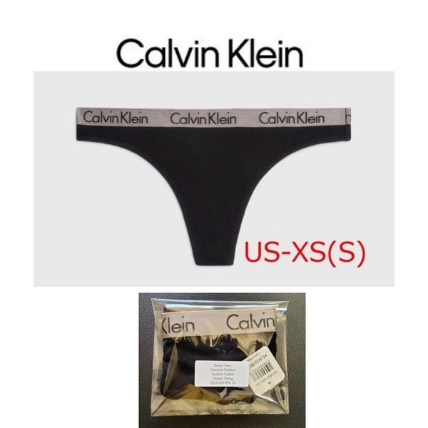CALVIN KLEIN カルバンクライン レイディアント コットン ロゴ ソング Tバック ショーツ ブラック US-XS(日本サイズS) レディース下着