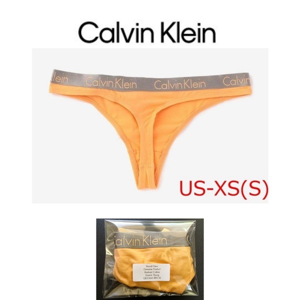 CALVIN KLEIN カルバンクライン レイディアント コットン ロゴ ソング Tバック ショーツ オレンジ US-XS(日本サイズS) レディース下着