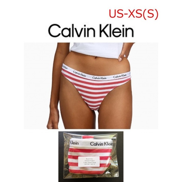 CALVIN KLEIN カルバンクライン コットン ロゴ ソング Tバック ショーツ ストライプ US-XS(日本サイズS) レディース下着