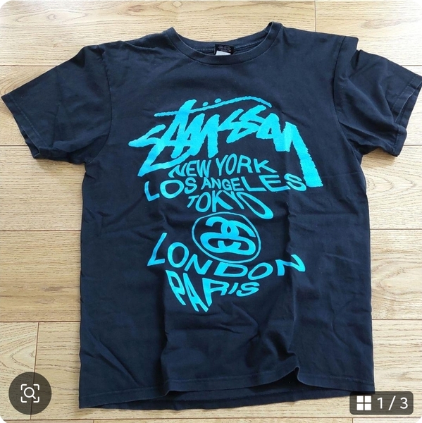 STUSSY ステューシー グラフィック プリント Tシャツ M ブラック