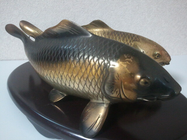 金属工芸 銅製品【金工師 銅製 夫婦 鯉 双鯉 置物】オブジェ 鯉ペア 台座無し Yahoo!オークション -「夫婦鯉」の落札相場・落札価格