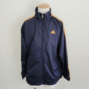 0723/adidas メンズ ウィンドブレーカー ジップブルゾン スポーツ ネイビー オレンジ