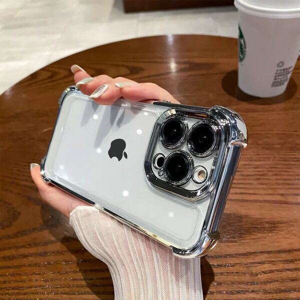 iPhone 16 pro クリアケース アイフォン16 プロ ケース iPhone 16 pro カバー 透明 メッキ加工 耐衝撃 レンズ保護 S