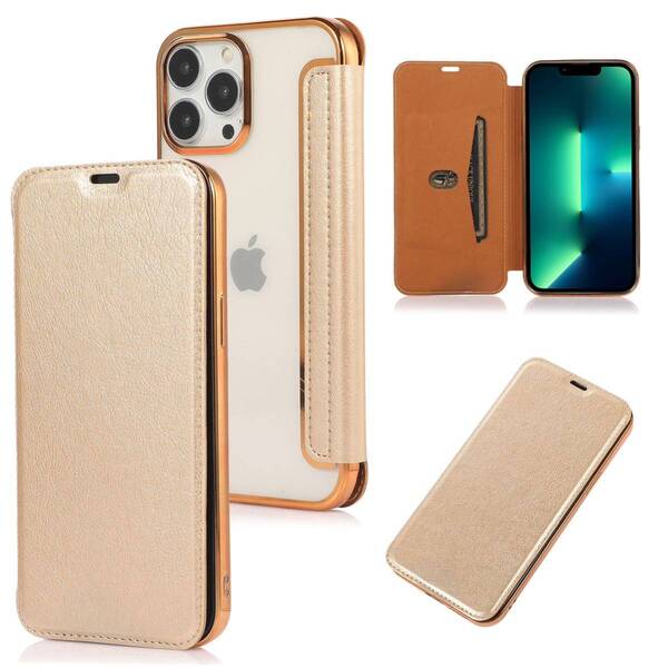 iPhone 13 pro max クリアケース アイフォン13 プロ マックス レザーケース iPhone 13 pro max カバー 透明 手帳型 ゴールド