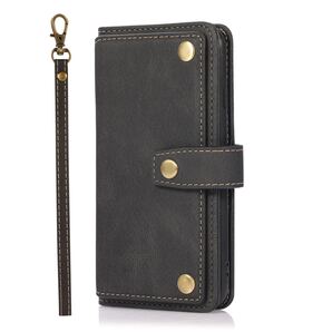 iPhone 16e レザーケース アイフォン16e ショルダーケース iPhone16e カバー カード収納 手帳型 お財布付き ストラップ2本付き ブラック