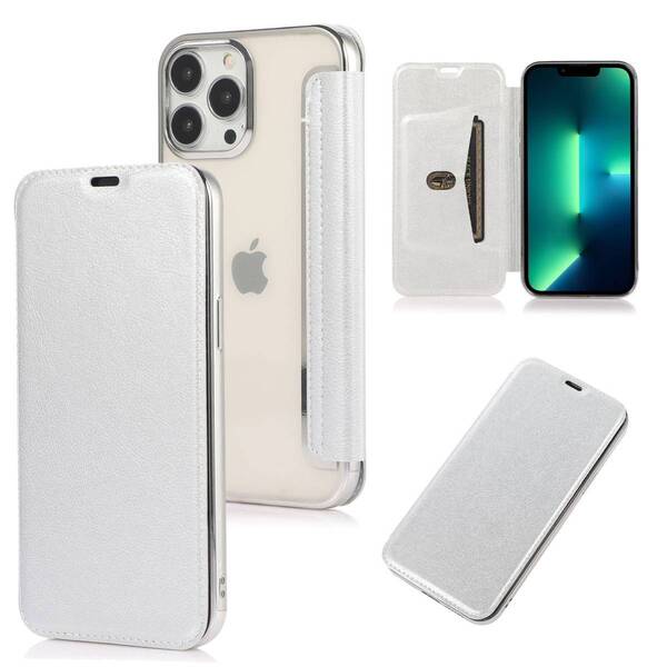 iPhone 12 mini クリアケース アイフォン12 ミニ レザーケース iPhone 12 mini カバー 透明 手帳型 シルバー