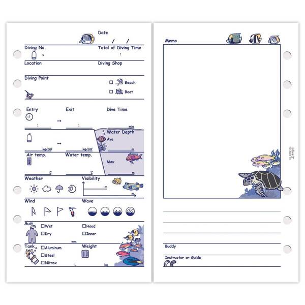 【新着商品】【sdive.r】ダイビング ログブック 6穴 40枚ダイブ おさかなたくさんログブック B6バイブルサイズ
