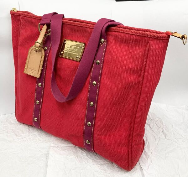 希少 LOUIS VUITTON ルイ・ヴィトン M40031 アンティグア カバGM ショッピング トートバッグ ルージュ