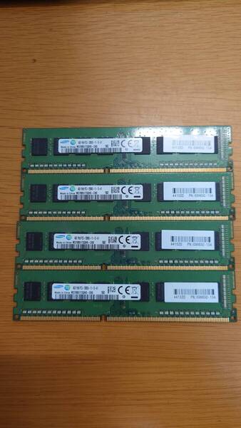 SAMSUNG 1RX8 PC3-12800U 4GB 4枚組 DDR3 16GB DDR3 デスクトップ用 メモリ ECC無し DDR3-1600 4GB 4枚で 16GB 動作確認済み