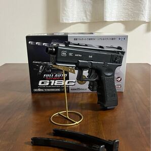 東京マルイ カスタム品 グロック18C 電動ブローバック 金属ピニオンギア マガジン2本付き 墨入れ サイレンサーアダプター サバゲー