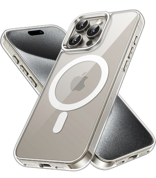 JETech iPhone15ProMax 6.7インチ用(15 Pro Max) マグネット ケース MagSafe ワイヤレス充電対応 傷つけ防止 透明バック ライトパープル
