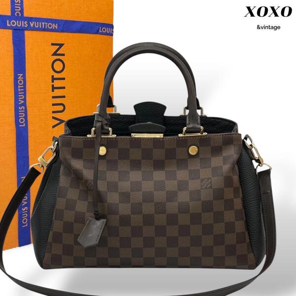 現行品 ルイヴィトン ダミエ ブリタニー 2way ハンドバッグ 黒 Louis Vuitton エべヌ ショルダーバッグ