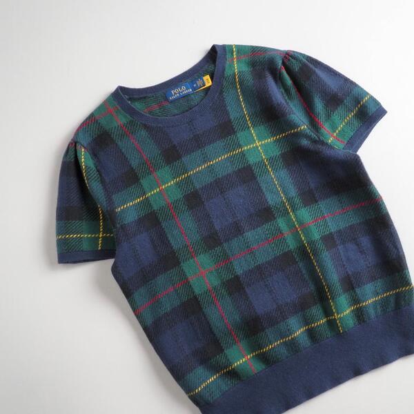 ラルフローレン Ralph Lauren 正規品 カシミア混合 サマーニット タータンチェック柄 レディース 美品