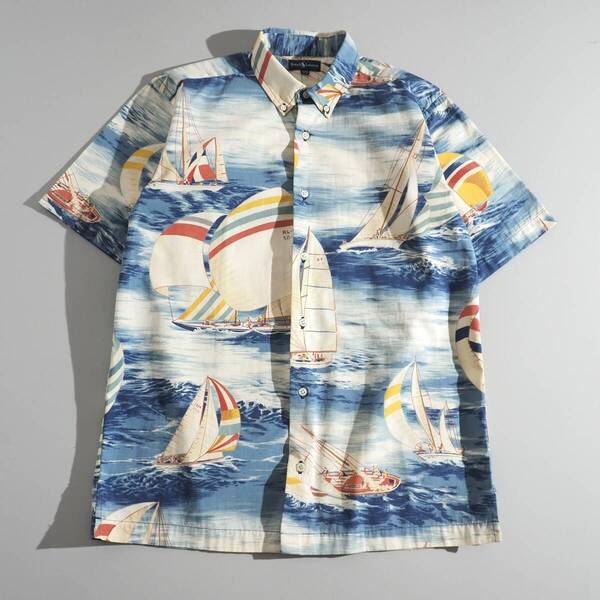 ラルフローレン Ralph Lauren 希少 アロハシャツ 半袖 ヨット柄 メンズ 美品