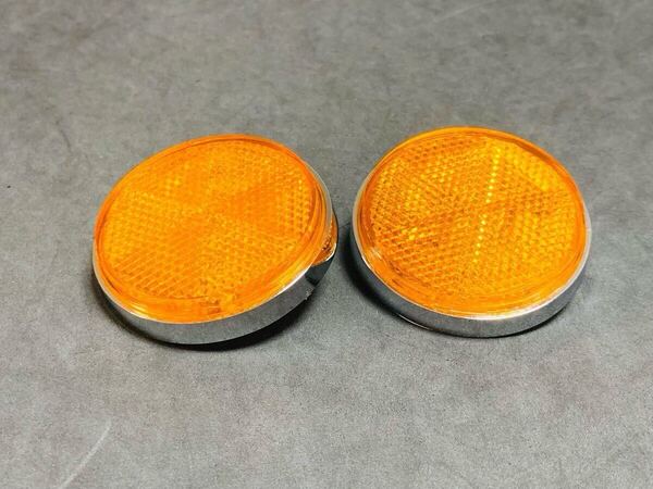 GS400 メッキリムリフレクター オレンジ 2個 新品即決 GT380 GSX250E GSX400E GSX400F GS550 GT550 GT750 RG250 X7 GS750 GS1000