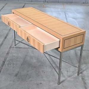 Roche Bobois「epoq」115万 コンソールテーブル デスク 机 サイドボード チェスト 書斎 スチールレッグ ヘリンボーン調 ロッシュボボア