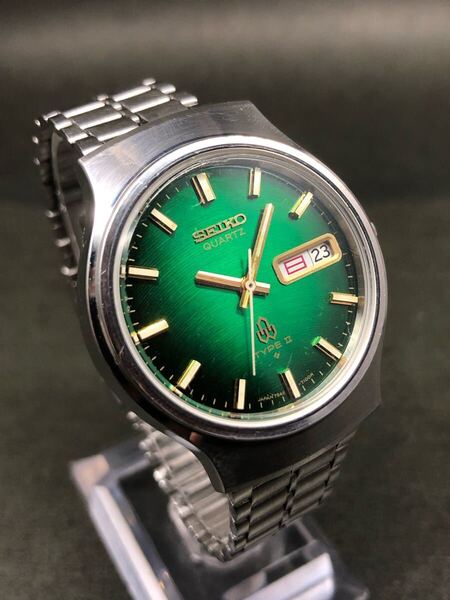 オールドクオーツの名品◆セイコー/SEIKO【タイプⅡ/TYPE2】希少緑文字盤◆諏訪精工舎1979年製◆新品電池交換交換済(好調稼働品)