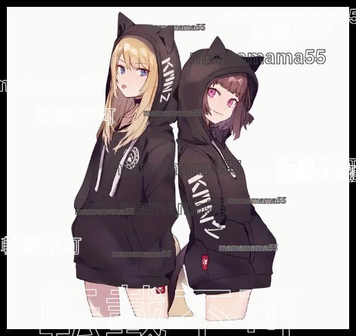 ステッカーNo.83 PC 車 バイク デカール 防水 可愛い 女の子 アニメ 痛車 2人親友 仲良し 猫耳パーカー 不機嫌ベー ラスト1入荷未定
