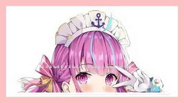 ステッカーNo.345 PC 車 バイク デカール 防水 かわいい 可愛い シール 女の子 アニメ 痛車 ピンクヘアー ヨコピース メイドさん