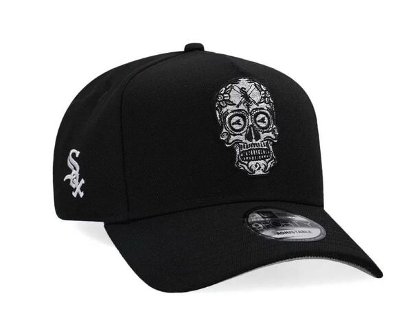Newera ニューエラ 9Forty A-Frame Aフレーム CHICAGO WHITE SOX シカゴ・ホワイトソックス スカル キャップ 帽子 ブラック 海外限定