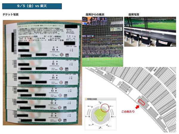 ④9/5(金)2連番チケット ソフトバンクホークスvs楽天イーグルス 福岡トヨタホームランテラス席(PayPayドーム1塁側)