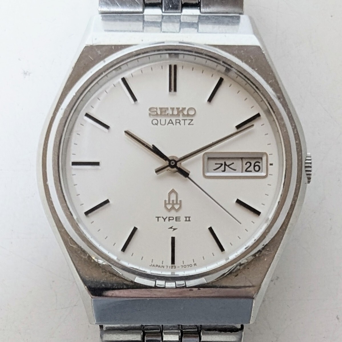 【電池交換済み】希少 SEIKO TYPEⅡ DAYDATE ブルー 曜日 Yahoo!オークション -「セイコー クォーツ タイプⅡ