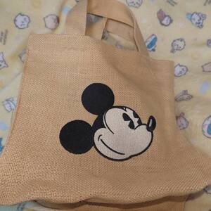 ミッキーマウス(フェイス) トートバッグ Sサイズ 刺しゅう Linen Tote ディズニー ディズニーストア限定