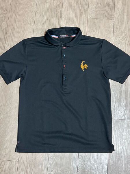 le coq sportif ルコック スポルティフ GOLF ポロシャツ メンズ 黒 ブラック ビッグロゴ サイズM