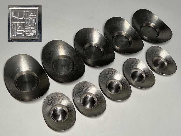 極上 純錫 茶器揃(茶筒1 茶托5) 極上 純錫 茶器揃(茶筒1 茶托5) Yahoo!オークション -「錫茶托5