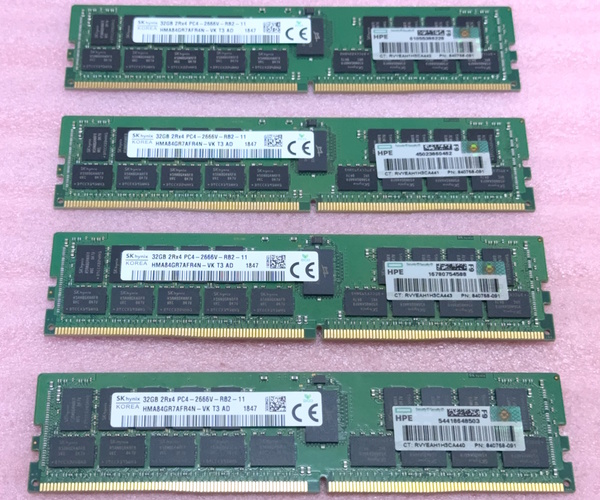 ∠SK hynix HMA84GR7AFR4N-VK 4枚セット *PC4-21300/DDR4-2666/PC4-2666V ECC REG/Registered 288Pin DDR4 RDIMM 128GB(32GB x4) 動作品