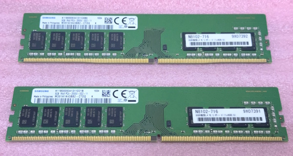 ∠Samsung M391A1K43BB2-CTDQ 2枚セット *PC4-21300/DDR4-2666/PC4-2666V ECC Unbuffered 288Pin DDR4 UDIMM 16GB(8GB x2) 動作品