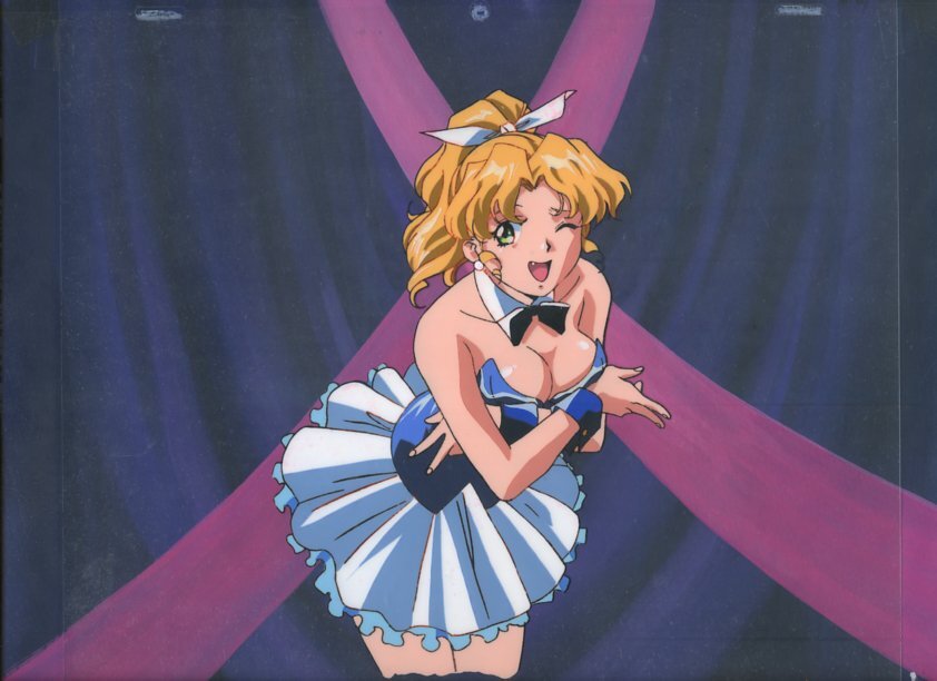 愛してナイト　セル画　背景画付 05 サイバーパンク・ナイトシティ・アーケード街、色調別4枚セット