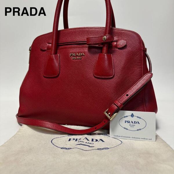 r54【美品】Gカード付 プラダ PRADA サフィアーノキュイール 2way ショルダーバッグ ハンドバッグ トート BN2569